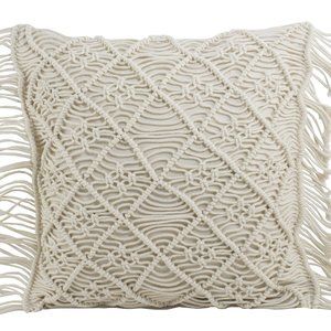 18" Handmade Macramé Decorative Cotton Fringed Throw Pillow Cover